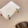 The exquisite and high-end green leaf ear loops and earrings are the same style as those in the 2022 autumn and winter live stream Specification image